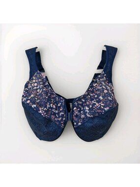 Glamorise Front Closure Bra US 36H Multi 1245 Full Figure Wonderwire Wide Straps